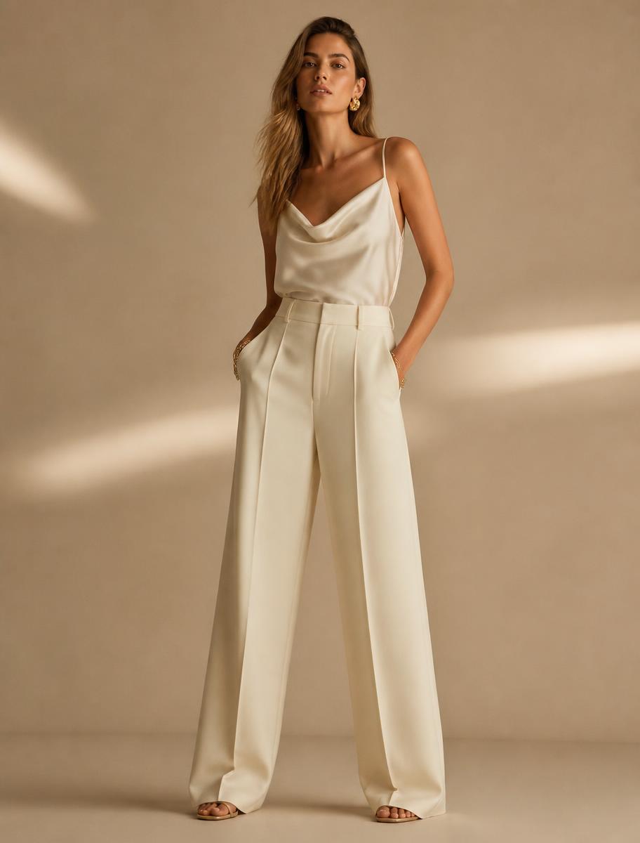 Wijde Pantalon in Avorio